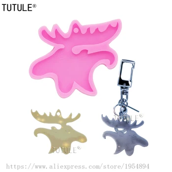 

Deer Head Shiny Silicone Mold-Making glitter epoxy Silicone mold-keychain Mold-Fondant Polymer chocolate cake Clay Silicone mold