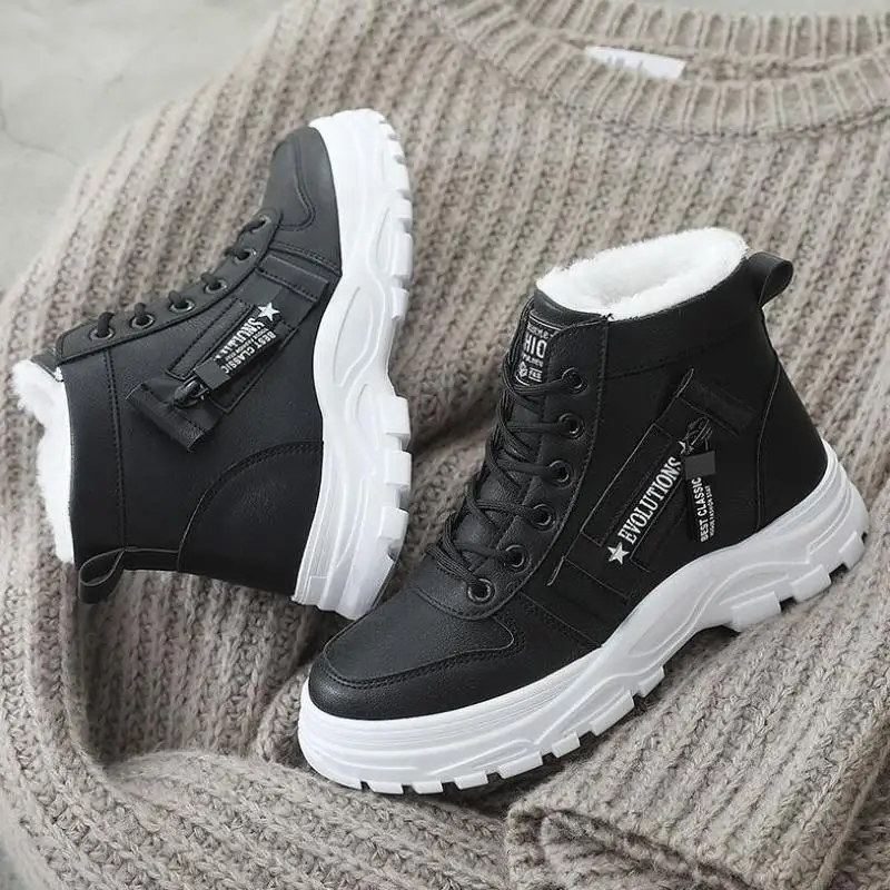 Women Winter Snow Boots Fashion Style High-Top Shoes Casual High Quality Waterproof Plus Velvet Warm Female Martin Boots