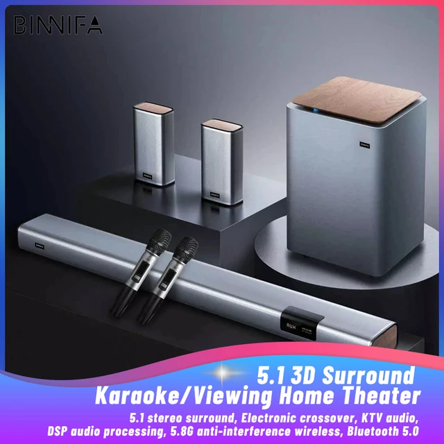 BINNIFA Simulate 5.1 Surround Karaoke Home Theater Live3D 5.8G Anti
