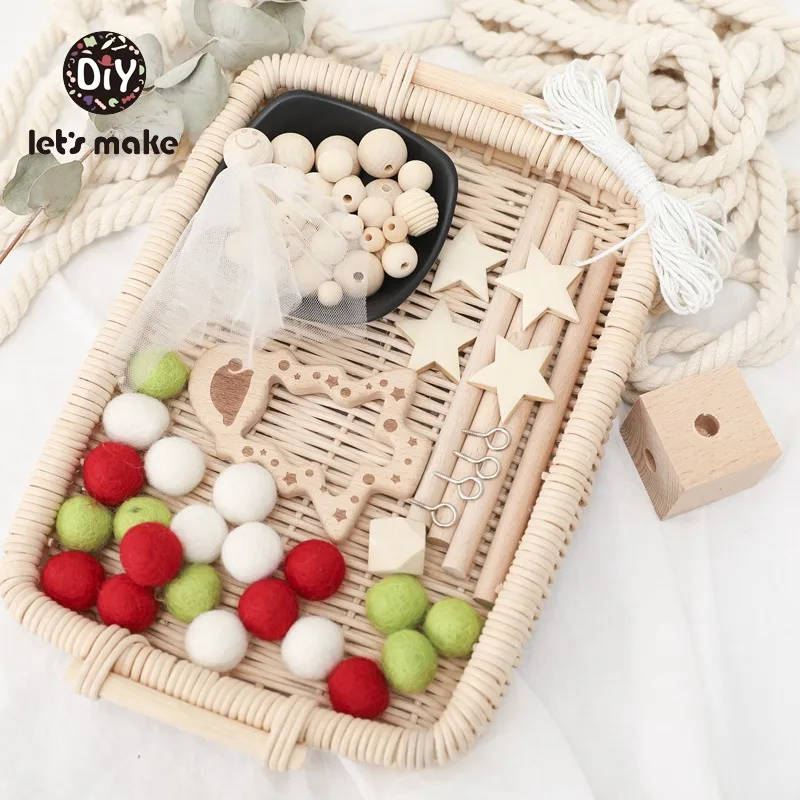 Давайте сделаем Игрушки для малышей от 0 до 12 месяцев, мобильная кроватка для новорожденного, детские мягкие игрушки, рождественский подарок, Набор сделай сам, деревянные бусины, дерево, кровать, колокольчик