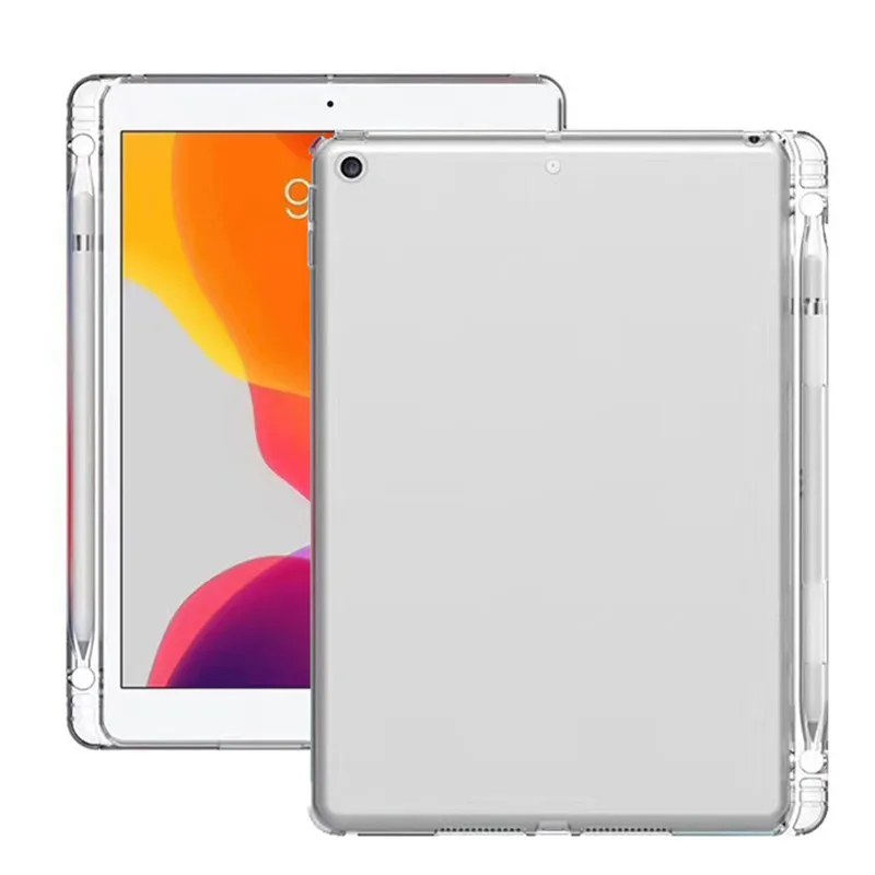 For IPad 7th Gen 10.2 Transparent Case With Pencil Holder TPU