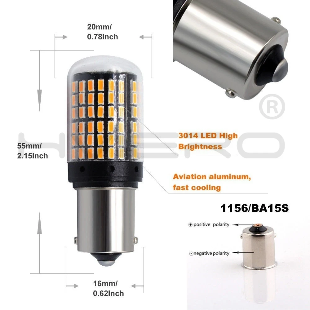 2X1156 BA15S BAU15S 7440 P215W светодиодные задние лампы, стоп-сигнал, автомобильная лампа заднего хода, дневной ходовой светильник, белый, желтый, DC 12V 24V