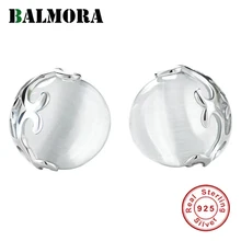BALMORA 1 пара стерлингового серебра 925 Круглые Серьги гвоздики для женщин подарок каменные серьги ретро модные ювелирные изделия Brincos