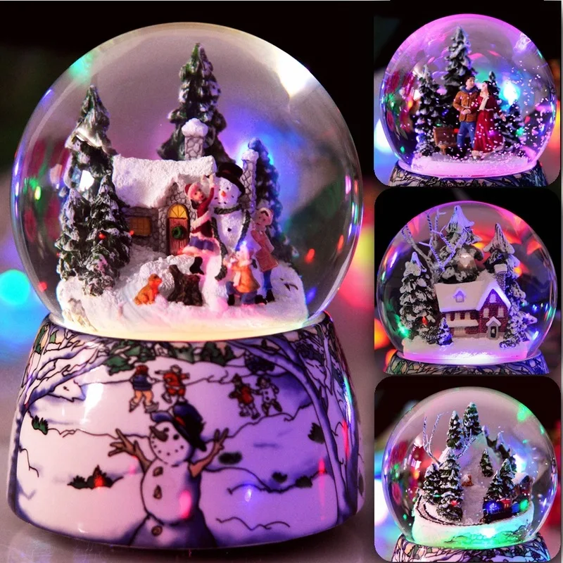 

Free shipping Christmas Gift Snowhouse Snowflake Crystal Ball Music Box Eight Music Box Festival Ceramic Resin Craft Gift