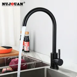 Brushed Nickel Kitchen Faucet Single Hole Warm and Cold Spout Kitchens Sink Mixer Tap Stream Sprayer Head Black Square Mixer Tap