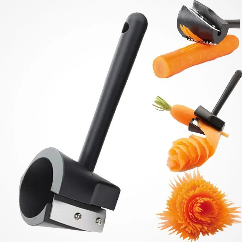 Sharpener Peeler Kitchen Tool Vegetable Fruit Black Curl Slicer With Handle