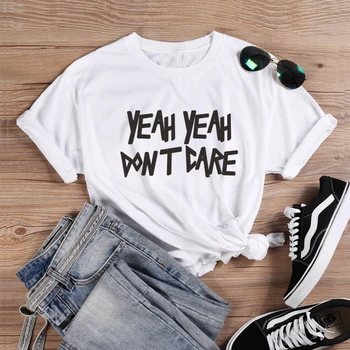 

ONSEME Female Harajuku Tees Tops Yeah Yeah Don't Care Letter Print T Shirt Women Hipster Slogan Tshirt Summer Cotton T Shirts