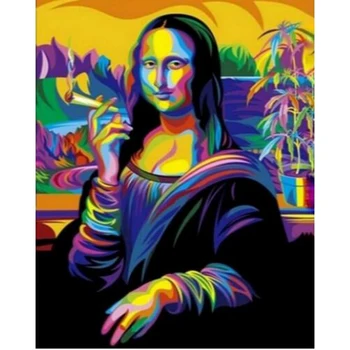 

Painting Wall Art Diamond Cross Stitch Full Round Drill Mona Lisa Picture 5d Embroidery Mosaic Handmade Home Decoration Gifts