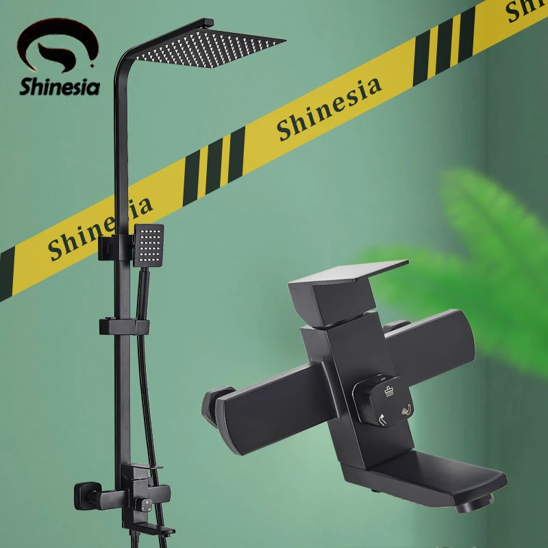 Shinesia матовый черный смеситель для душа Набор 3 Функция переключатель настенное