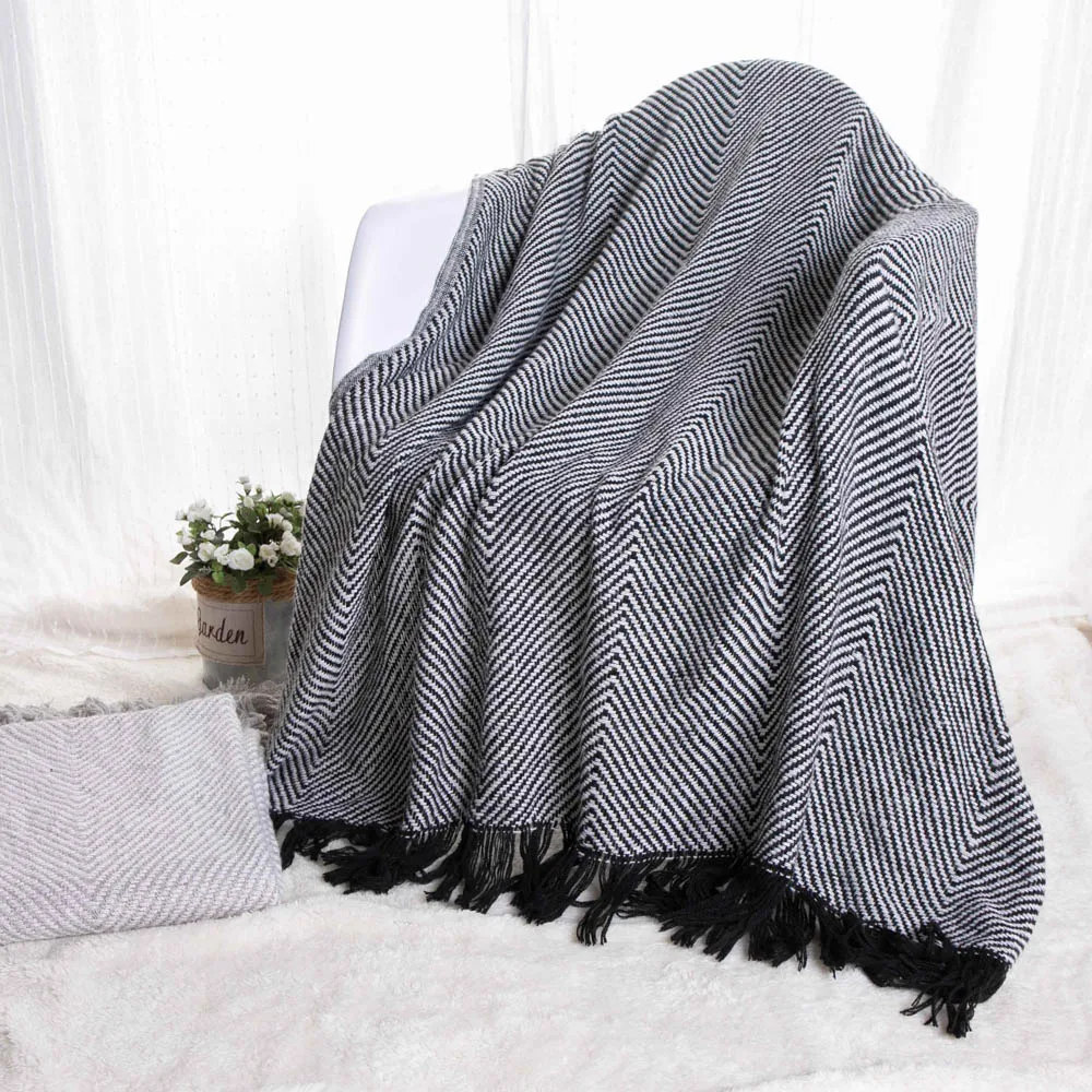 Battilo Decorative Herringbone Fringe Throw Blanket Lightweight Soft Cozy For Bed Or Sofa Throw Blankets