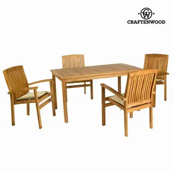 

Table set with 4 chairs (150 x 90 x 75 cm) Teak