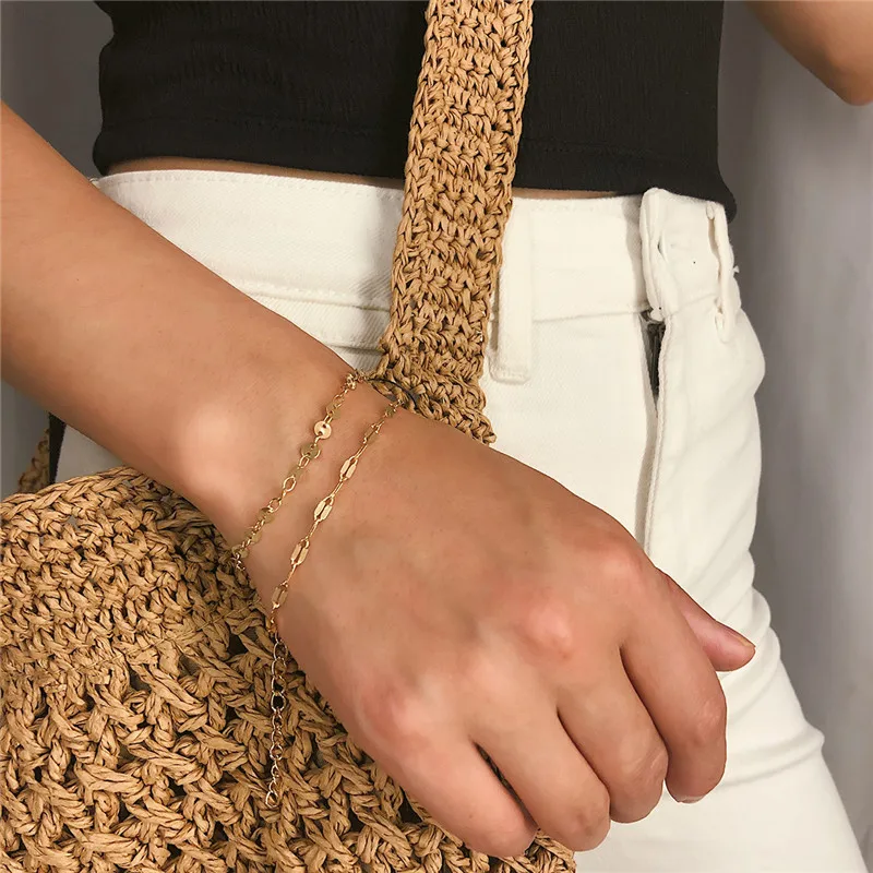 Богемный блестящий браслет-цепочка набор для женщин Модный многослойный Золотой Серебряный Цвет Бохо Браслет Ювелирные Браслеты Аксессуары