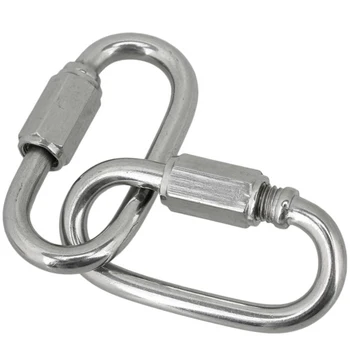 

5Pcs M10 Quick Screw Link Chain Fastener Hook Carabiner 304 Stainless Steel Repair Hiking Camping Quick Link Lock Ring
