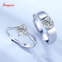 

Smyoue Original 1 Carat D Color Moissanite Couple Rings Korean Fashion Men's And Women's Real 100% S925 Sterling Silver Jewelry