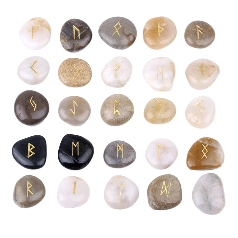 

25Pcs Natural River Stones Set Engraved Inspire Words Gratitude Healing Pebbles