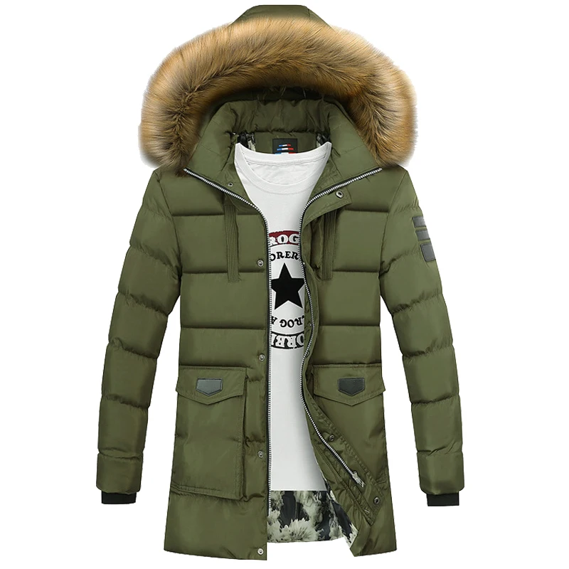 

Men's Winter Fur Collar Down Parka Thick Warm Men Long Padded Jacket Puffer Hooded Coat Homme Chaquetas Hombre Plus Size 4XL