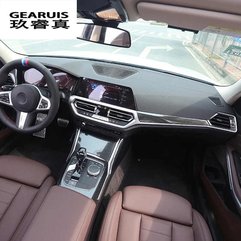 

Car Styling interior Buttons panel frame Decoration Covers Trim Stickers For BMW 3 Series G20 G28 Carbon fiber Auto Accessories