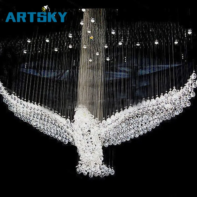 

Eagle Design Curtain Silver Stainless Steel Crystal Chandelier Used for Hotel Villas Personalized Lighting Fixtures