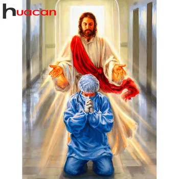 

Huacan 5D Diamond Painting Full Round Jesus Diamond Embroidery Cross Stitch Doctors Mosaic Sale Home Decor