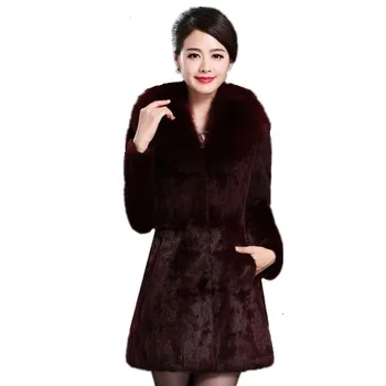 

2019 Imitate Leather And Fur Loose Coat Girls Long Fund Imitate Mink Woman Fox Hair Lead Long Sleeve Will Code Mom Dress