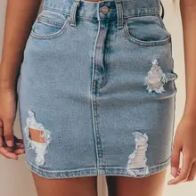 Женские джинсовые с высокой талией облегающие Узкие рваные потертые джинсы миди юбка