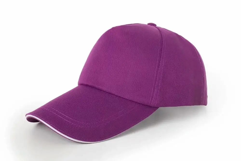 Фиолетовый Мужская кепка Snapback в стиле хип-хоп, летние солнцезащитные кепки, хлопковая кепка, модная однотонная уличная Бейсболка унисекс, бейсболка с логотипом на заказ - Цвет: Фиолетовый