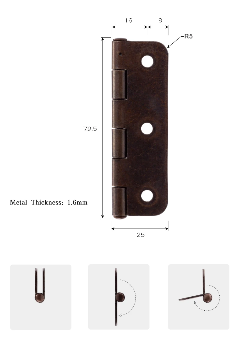 3 Polegada dobradiças de canto redondas do
