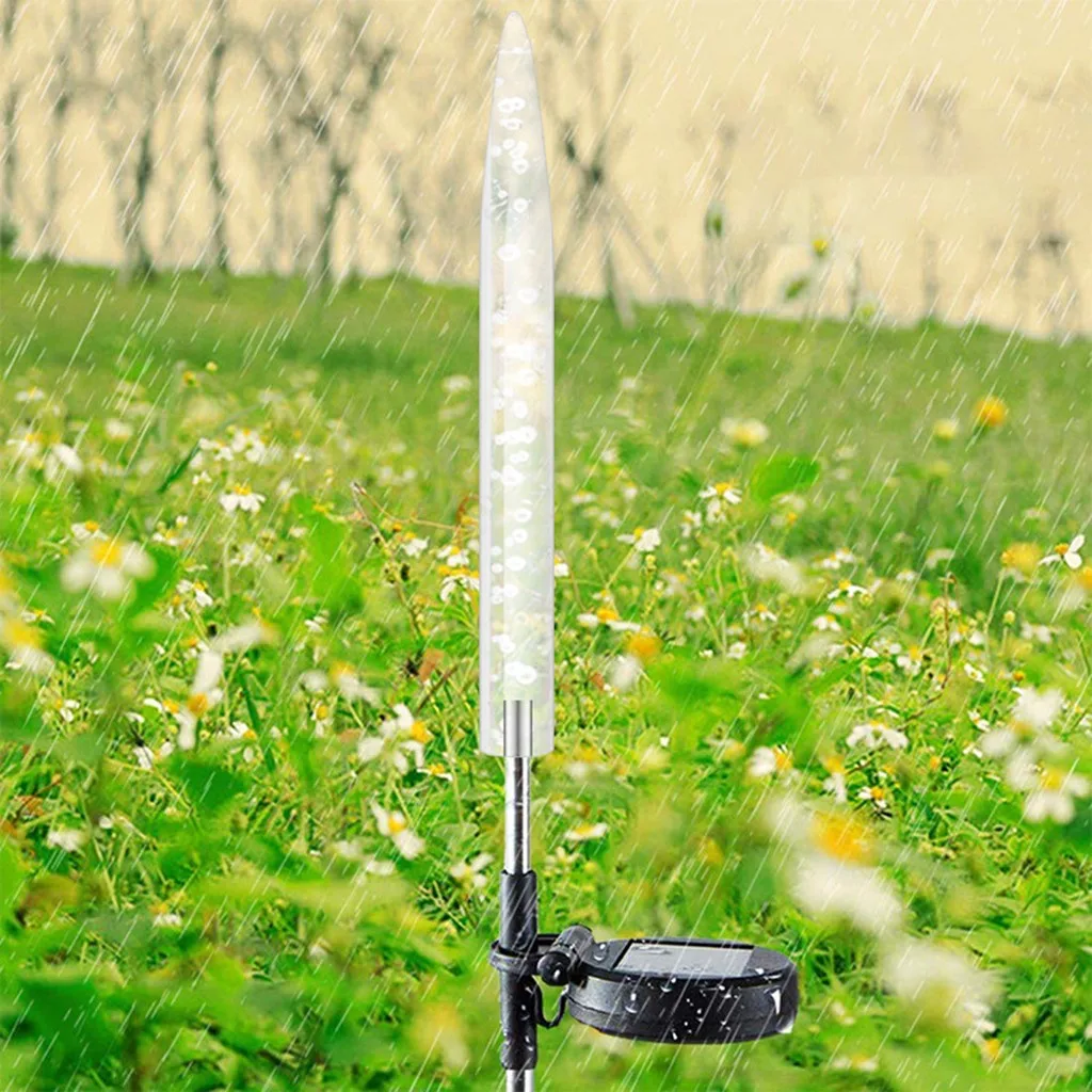 led night light projector outdoor 2 Pcs RGB Color Changing LED Bubble Solar Tube Stake Lights Garden Stick Lights#4