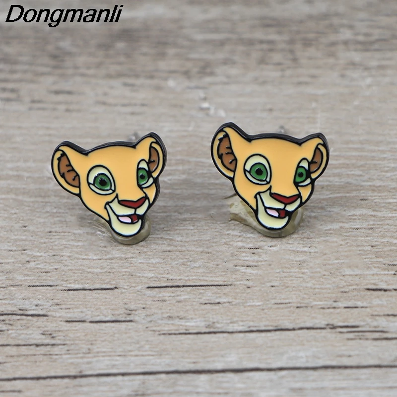 K1104 Король Лев милые серьги-гвоздики для женщин мультфильм Шпильки Модные ювелирные изделия предотвратить аллергию Дети Подарки Девушка