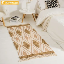 Morocco Cotton Hand Woven Carpet Tufted Tassels Floor Mat Bedroom Tapestry Blanket Living Room Carpet Area Rug Tapete Para Sala