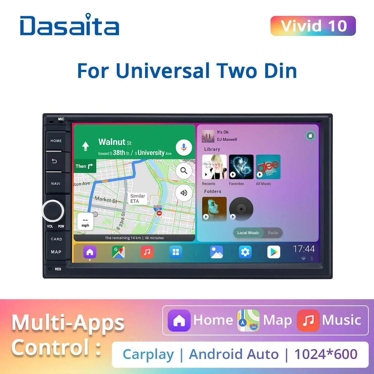

Dasaita Vivid 7" 2 Din Car Radio for Universal Nissan Toyota Android Vehicle GPS Navigation Multimedia Player Wireless Carplay