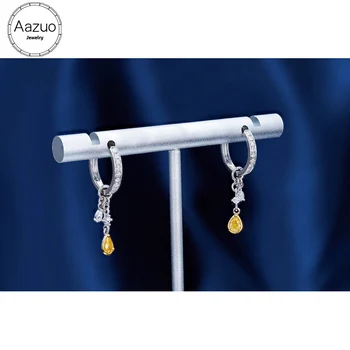 

Aazuo Real 18K White Gold Real Yellow Diamonds Classic Fairy Eardrop Upscale Trendy Classic Party Fine Jewelry Hot Sell