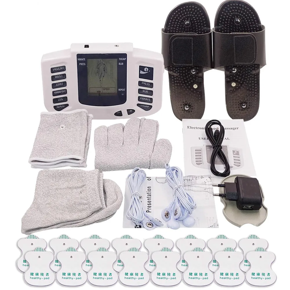 

Russian/English Electrical Tens Muscle Relax Stimulator Therapy Massager 16 Pads Pulse Acupuncture Pain Relief Glove Sock Bracer