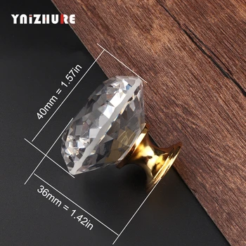 New High end Design K9 Diamond Shape Crystal Glass Knobs Cupboard Drawer Pull Kitchen Cabinet Door Wardrobe Handles Hardware