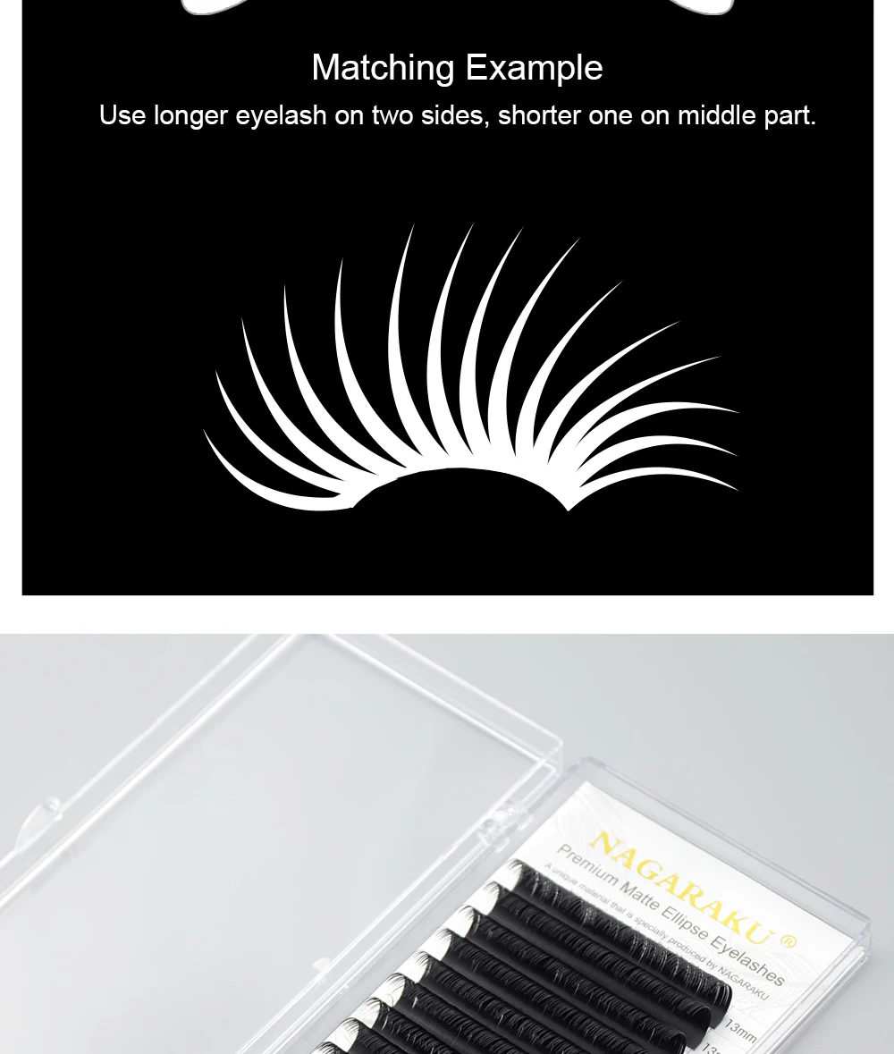 NAGARAKU 30cases Flat Ellipse Eyelashes Maquiagem Split Tips Ellipse Shaped Natural Light Magnetic Ellipse Lashes