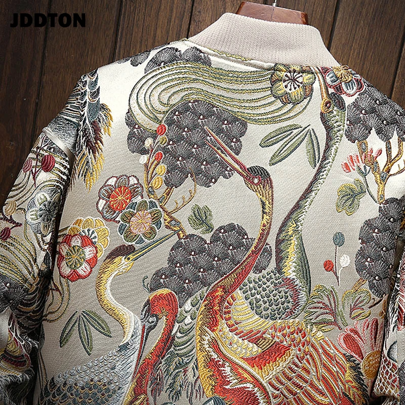 JDDTON, Мужская японская куртка-бомбер с вышивкой, свободная бейсбольная форма, уличная одежда, пальто в стиле хип-хоп, повседневная мужская верхняя одежда, JE081