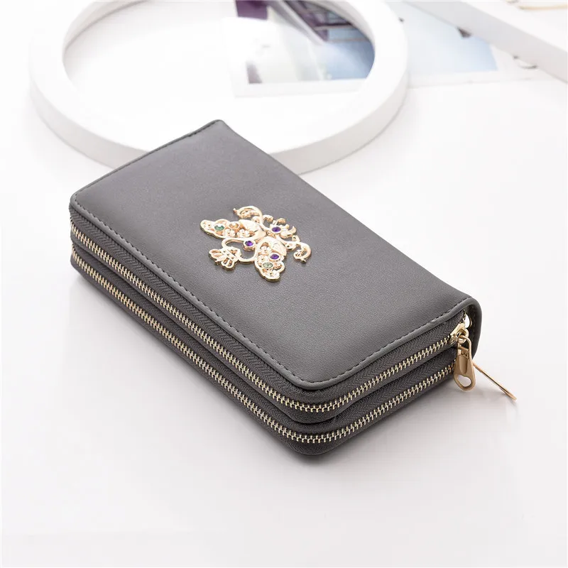

New Style Large-Volume WOMEN'S Long Wallet Multi-functional Double Zipper Patent Leather Card Bit More Clutch Phone Coin Purse