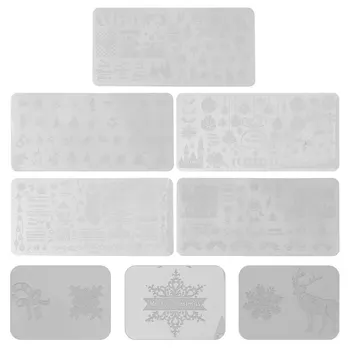 

5 Sheets Nail Art Stencils Christmas Stylish Nail Stamping Stickers Manicure Templates for Holiday