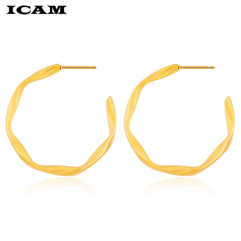 ICAM Мода 1 пара серьги-кольца женские золотые цвета из нержавеющей стали хип-хоп Brincos Ювелирные изделия в стиле "Бохо" Подарки