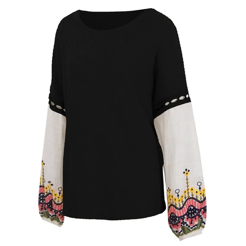 Кардиган женский свитер осень зима фонарь рукав вязанный вышитый кружевной милый осенний свободный свитер с круглым воротником