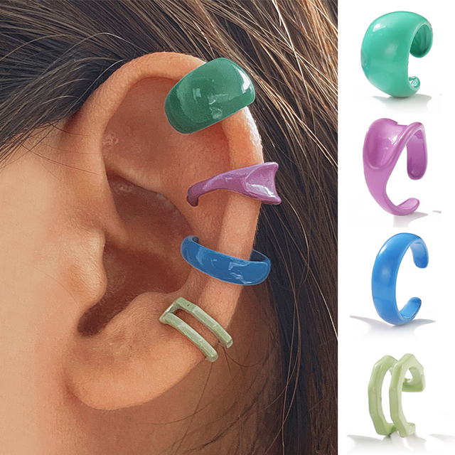 Simple Gold Silver Color Ear Clips Non-Piercing Fake Cartilage Earrings Clip Earrings Ear Cuff For Women Men Jewelry
