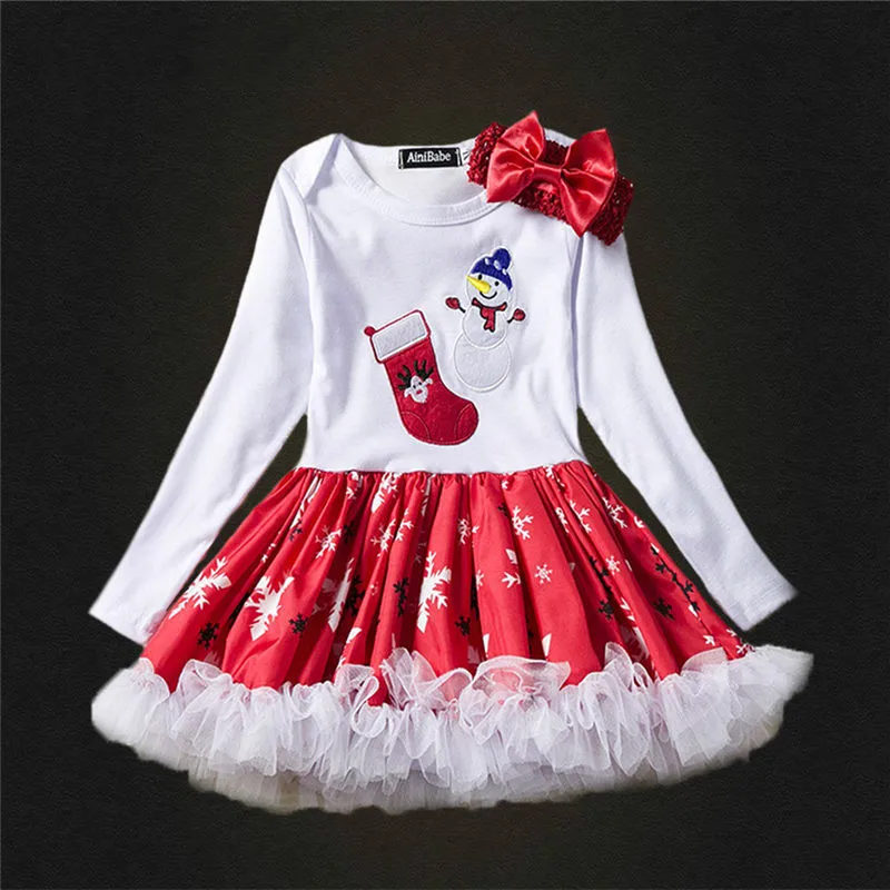 A christmas dress Puckcovi/рождественское платье; Robe noel; платье-пачка для маленьких девочек; платья для новорожденных с длинными рукавами для 3 лет; милые разноцветные платья; Vestidos nina - Цвет: A christmas dress