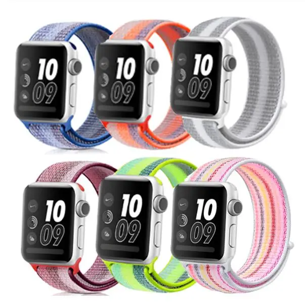 38 мм 42 40 44 ремешок для apple watch series 1 2 3 тканый нейлоновый iWatch 4 5 с красочным узором