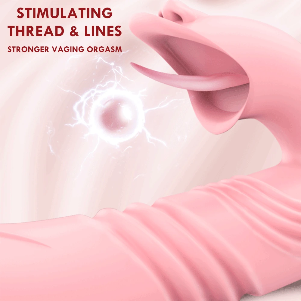 Double Tongue Cunnilingus Vibrator Telescopic Rotating Dildo Heating Vagina Clitoris Stimulate Vibrator Adult Sex Toys For Women
