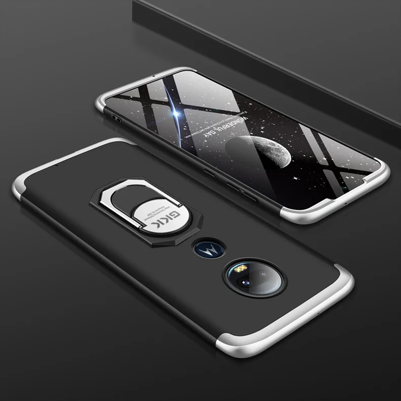 Silver Black Чехол для Motorola Moto G7 Plus, роскошный полный защитный чехол с магнитным кольцом, противоударный чехол для MOTO G7 G6 G5s Plus, чехол - Color: Silver Black