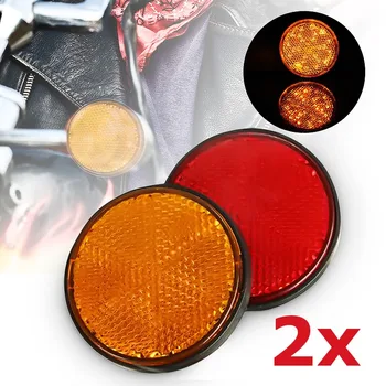 

2Pcs 2'' 2 Inch Universal Motorcycle ATV Scooter Dirt Bikes BOLT NUMBER PLATE ROUND REFLECTOR Red Orange