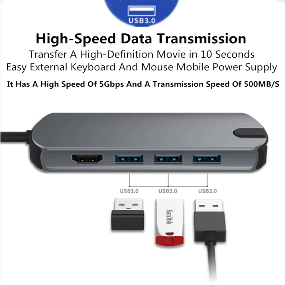 Type C USB C концентратор с 65 Вт PD зарядка SD TF кардридер USB 3,0 концентратор для Macbook Pro Dell XPS 13 15 lenovo ThinkPad huawei MateBook