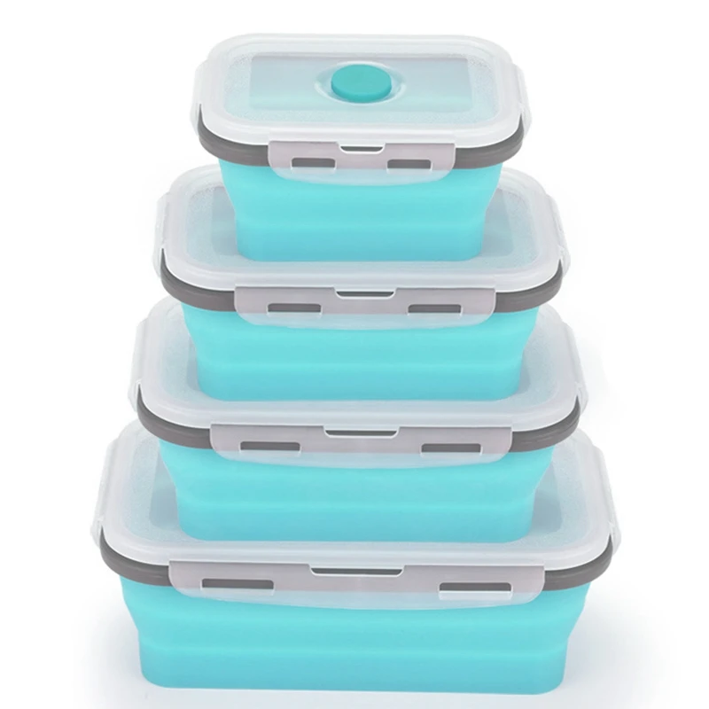 4 шт. набор складной силиконовый Ланч-бокс для еды фруктовый салат ящик для хранения продуктов питания контейнер столовая посуда удобно Ланч-бокс