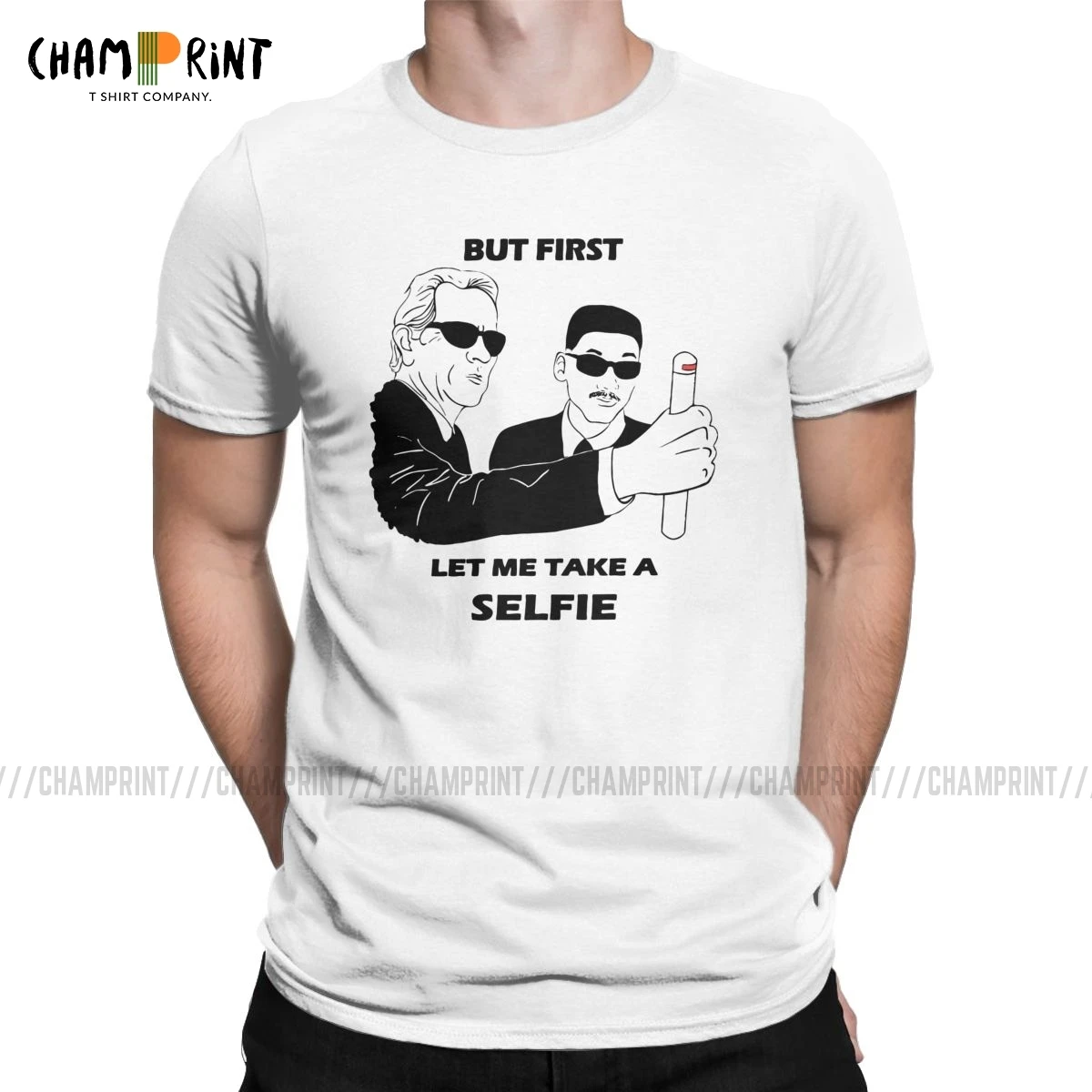 Мужская футболка с надписью Let Me A Selfie MIB черная фильмами Si-Fi одежда из 100% хлопка