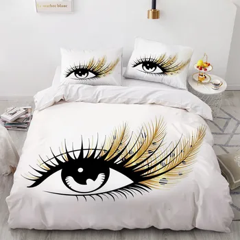 

Lash Bed Linen 3D Custom Design Modern Duvet Cover Sets Pillow Sham 200*230cm Full Twin Double Queen King Size White Beddings